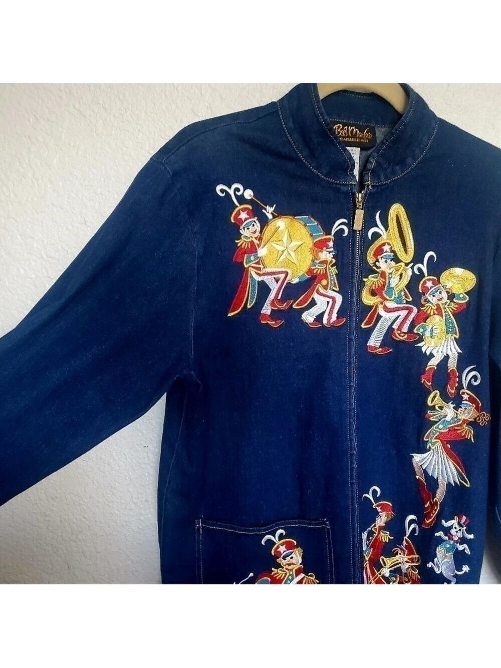 Bob Mackie Jacket Women (M) Marching Band Blue Denim Whimsical Patriotic July 4 - Picture 2 of 16
